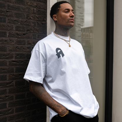 Oversized Signature Tee - White- Men's